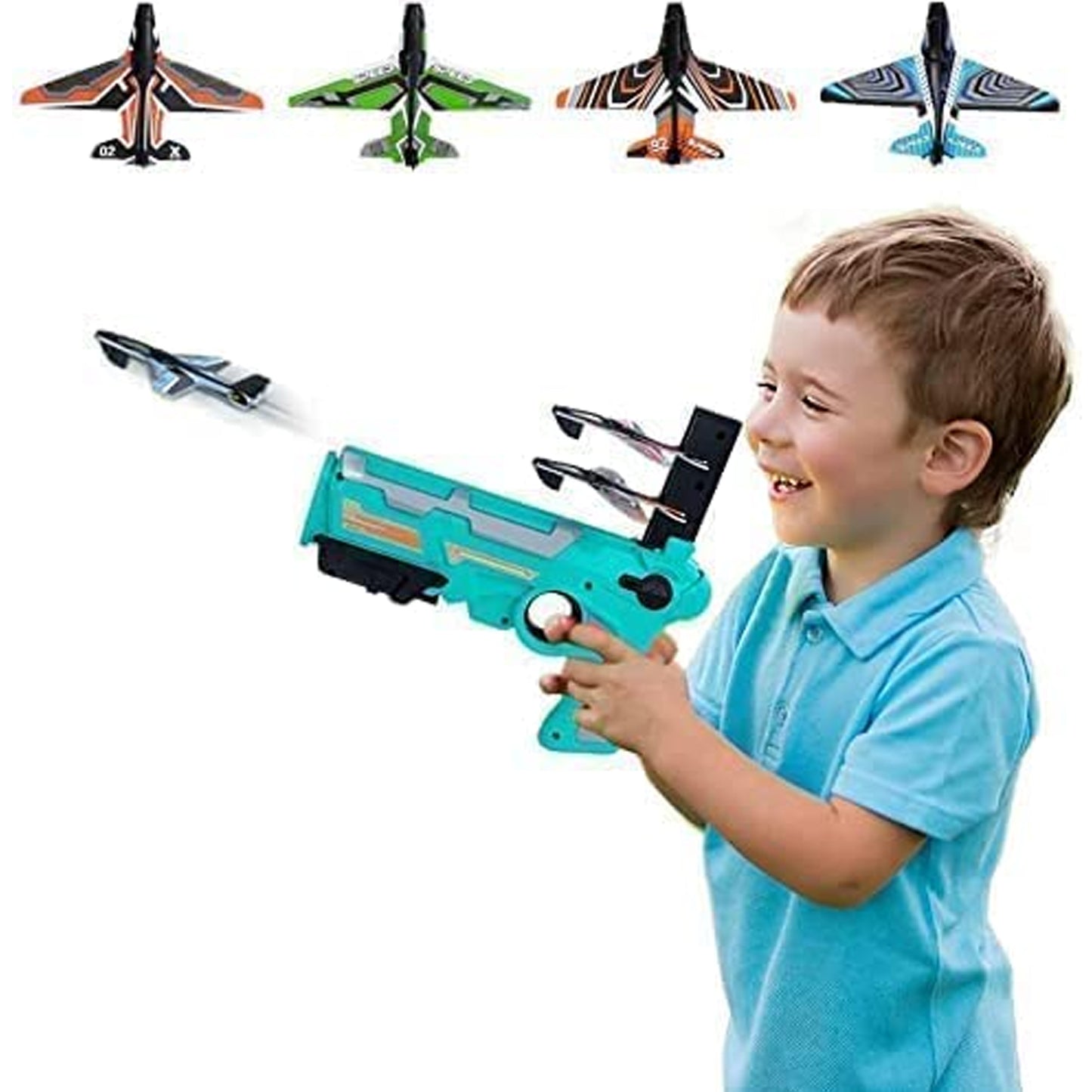 4710 Airplane Launcher Gun Toy With Foam Glider Planes Outdoor Games For Children Best Aeroplane Toys For Kids Air Battle Gun Toys ( 5 Plane Include )