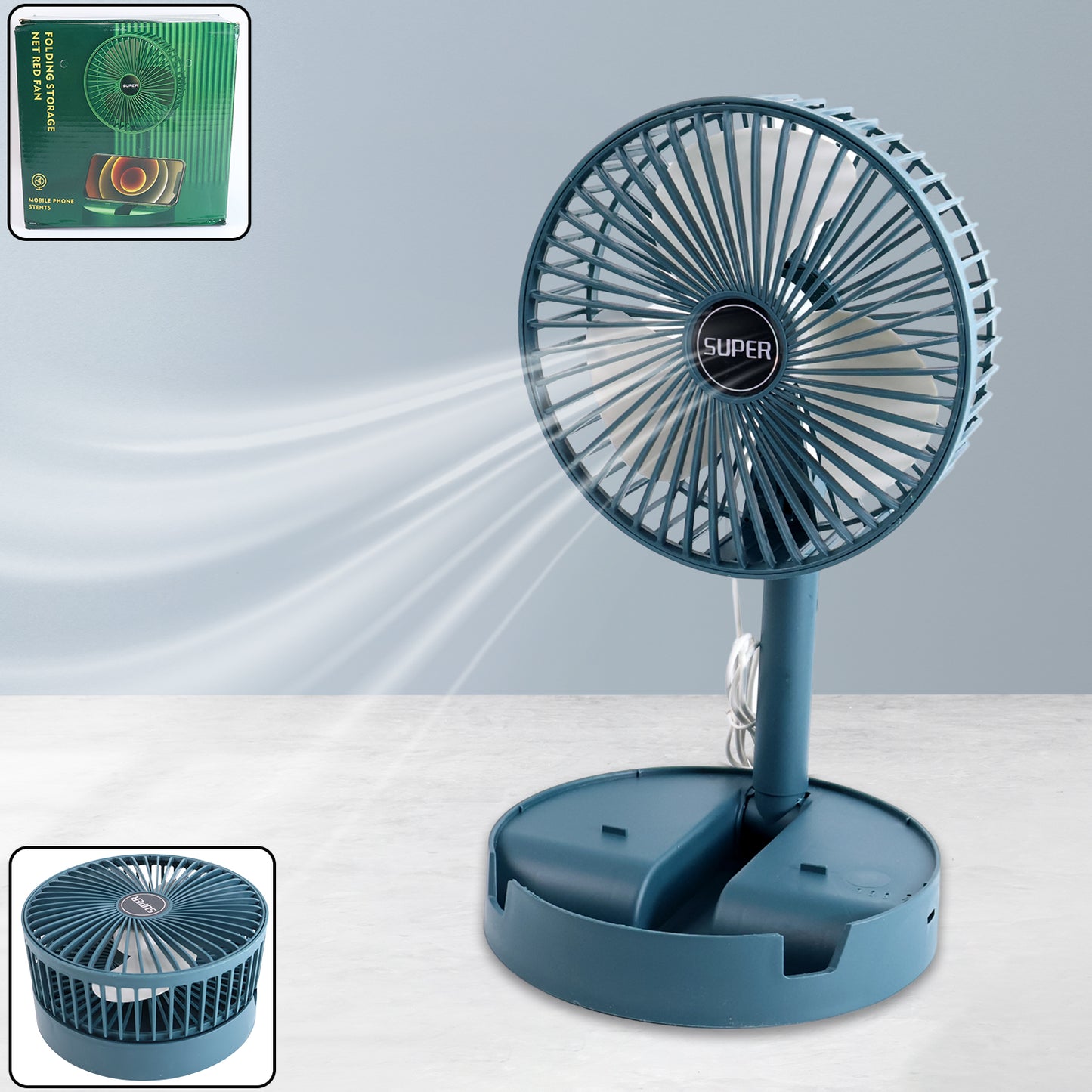 4642 Telescopic Electric Desktop Fan Height Adjustable Foldable Portable For Travelcarry Silent Table Top Personal Fan For Bedside Office Table (Battery Not Include)