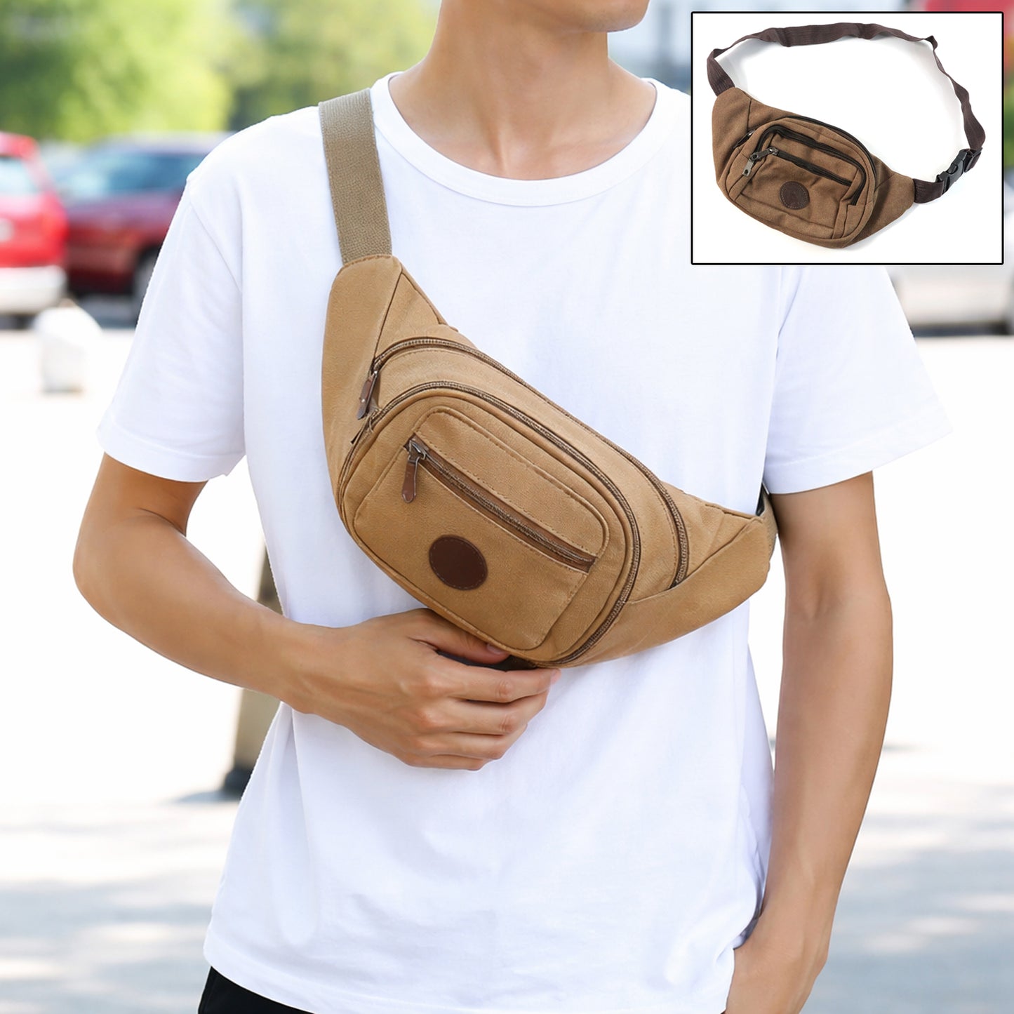 Stylish Canvas Waist Bag For Men Women (1 Pc)