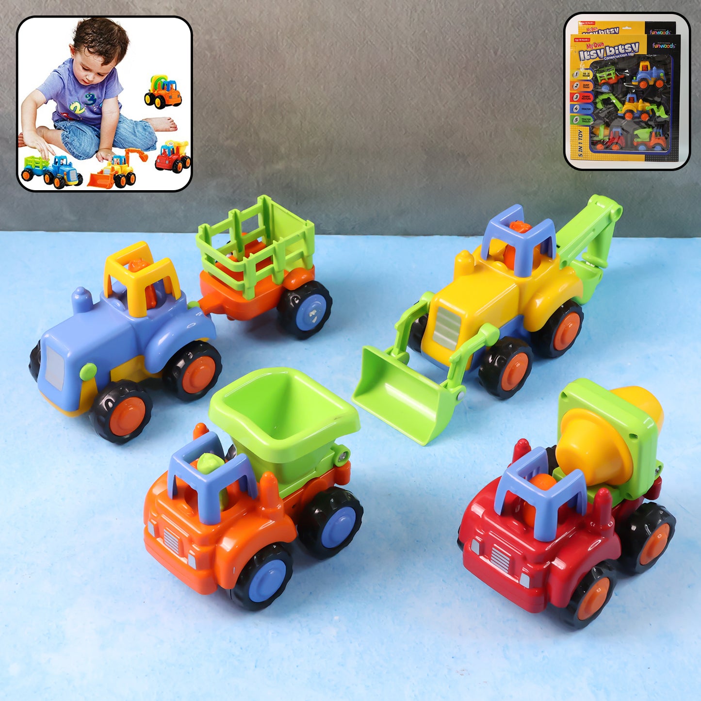 Funwoods Construction Vehicle Toy Set For Kids (4 Pc)