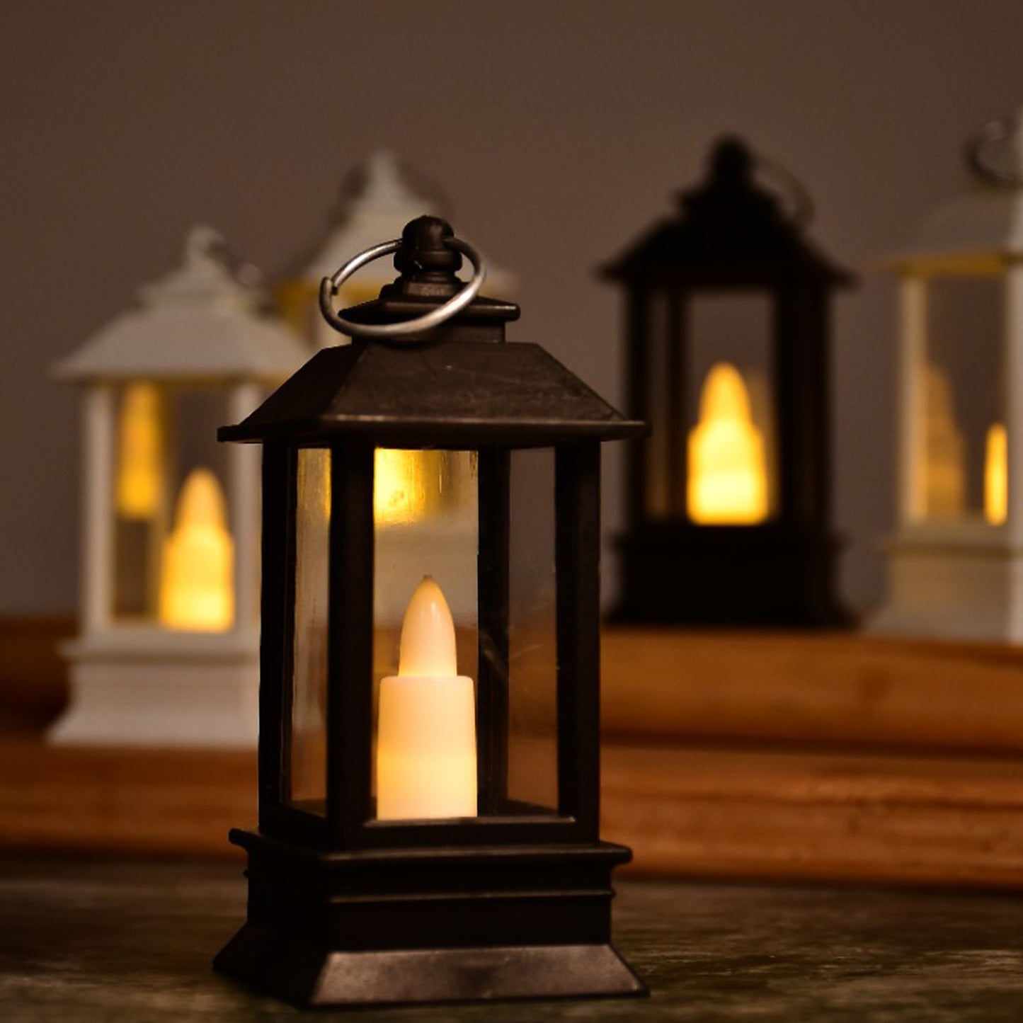 6555 Classic Style Lantern With Artificial Rustic Battery-operated Flameless Candle Light For Home Decoration - Good For Indoor Outdoor Use (Pack Of 24)