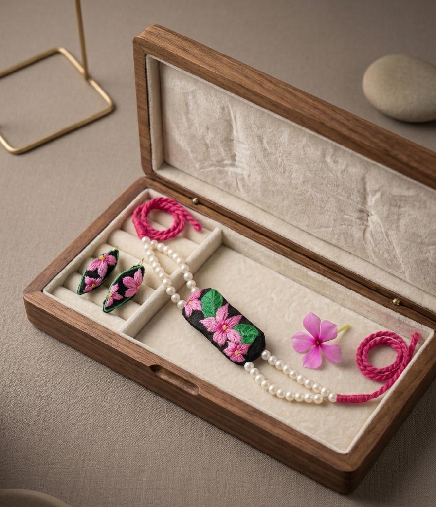 The Nayantara Collection: Hand-Embroidered Jewelry Set 🌸