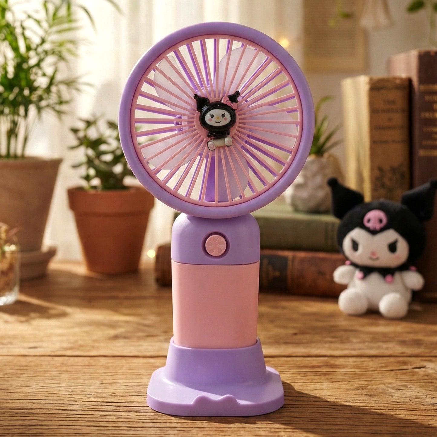 Cute Usb Rechargeable Mini Desktop Fan With Stand For Office Home