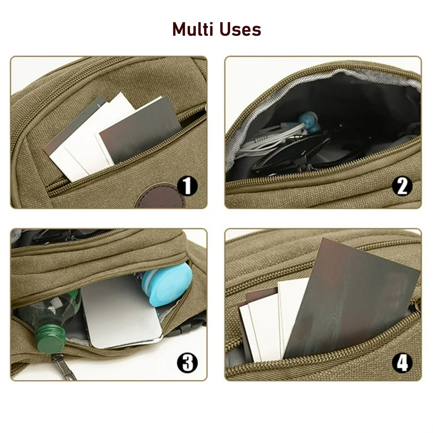 Stylish Canvas Waist Bag For Men Women (1 Pc)