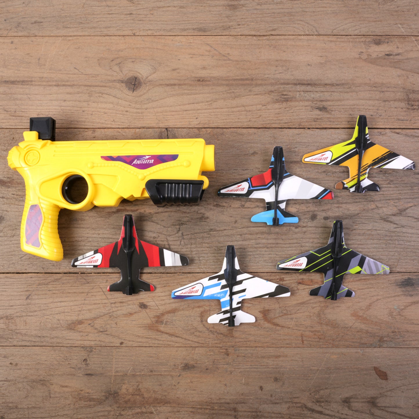 Air Battle Plane Launcher Gun Toy For Kids Foam Glider Set (1 Set)