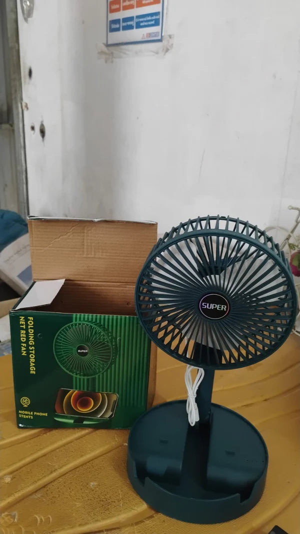 Telescopic Electric Desktop Fan Height Adjustable Foldable  Portable For Travelcarry  Silent Table Top Personal Fan For Bedside Office Table (Battery Not Include)