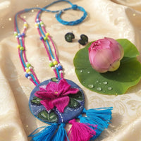 3D Lotus Embroidered Jewelry Set