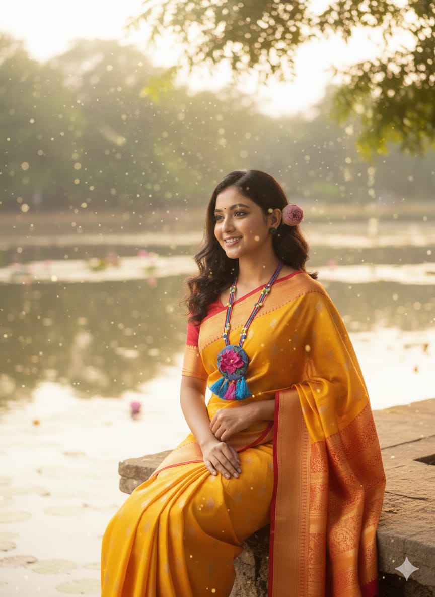 3D Lotus Embroidered Jewelry Set
