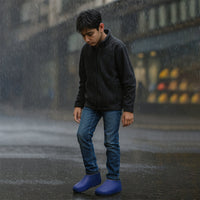 Blue Non-slip Silicone Rain Reusable Anti Skid Waterproof Fordable Boot Shoe Cover (1 Pair)