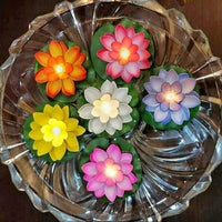 6556 Water Floating Smokeless Candles  Lotus Flowers Sensor Led Tealight For Outdoor And Indoor Decoration - Pack Of 6 Candle Candle (Pack Of 6)