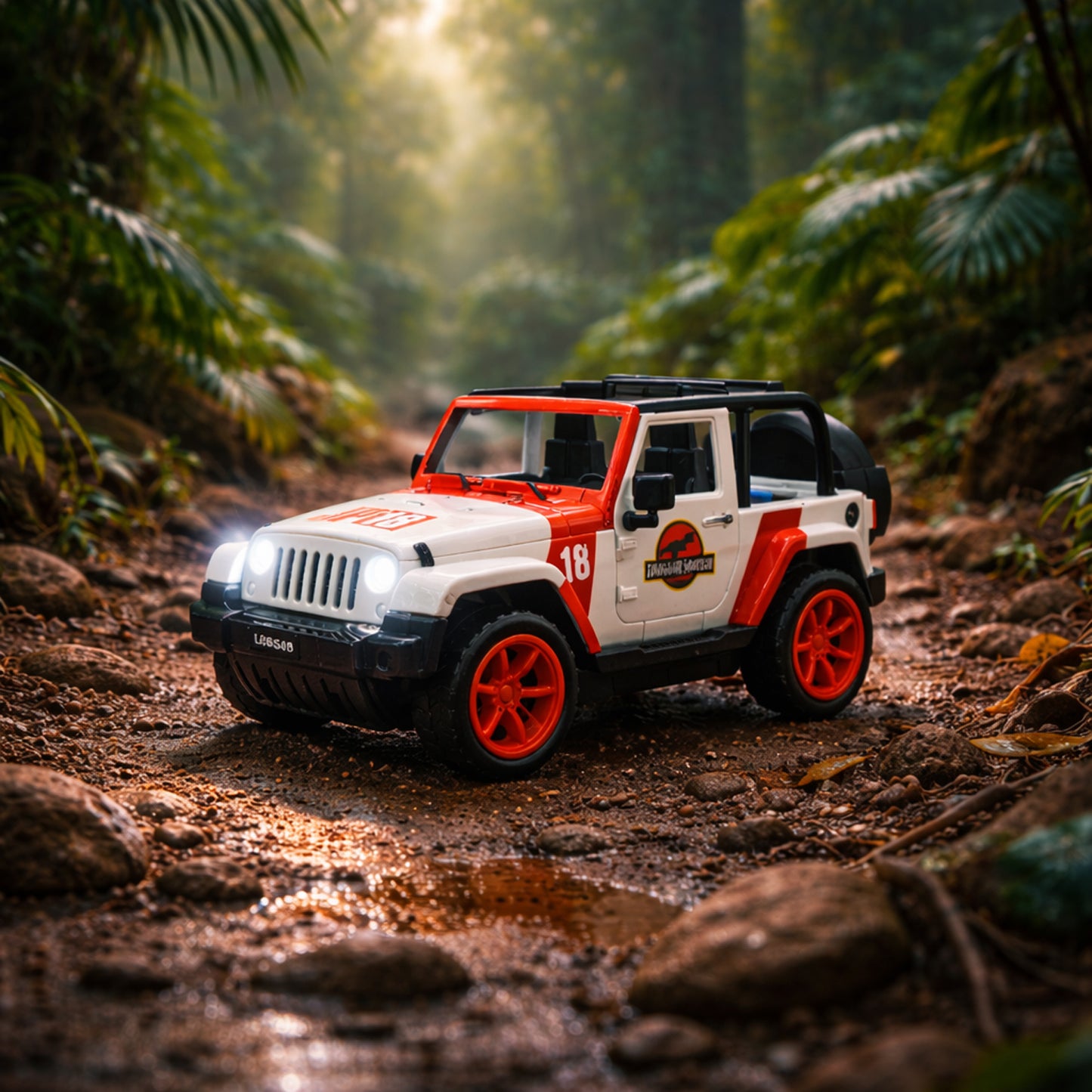 Kids Dinosaur Hunter Off-road Friction Powered Toy Jeep Car (1 Pc)
