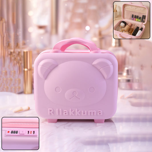 3-digit Number Lock Kids Bear-shaped Hard Shell Storage Carry Case With Handle