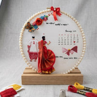 Handcrafted 3D Wedding Calendar Embroidery Hoop (12-Inch)