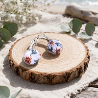 Hand Embroidered Floral Dome Earrings
