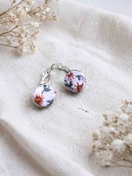 Hand Embroidered Floral Dome Earrings
