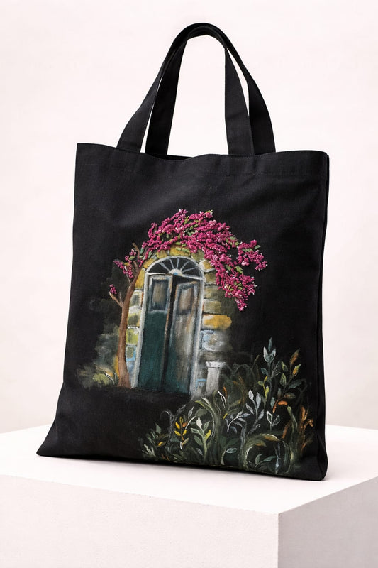 Hand-Embroidered Heritage Tote “Secret Door” Edition