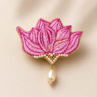 🌸 Lotus Hand Embroidery Brooch – “Grace in Bloom”