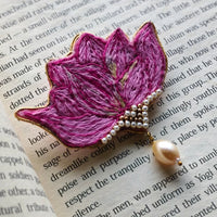 🌸 Lotus Hand Embroidery Brooch – “Grace in Bloom”