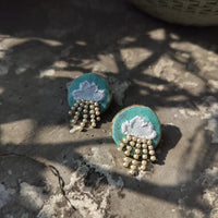 Cloud Pearl Embroidery Earrings