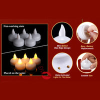 6433 Set Of 8pcs With Transparent Box. Flameless Floating Candles Battery Operated Tea Lights Tealight Candle - Decorative Wedding.