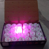 6632 Pink Flameless Led Tealights Smokeless Plastic Decorative Candles - Led Tea Light Candle For Home Decoration (Pack Of 24)