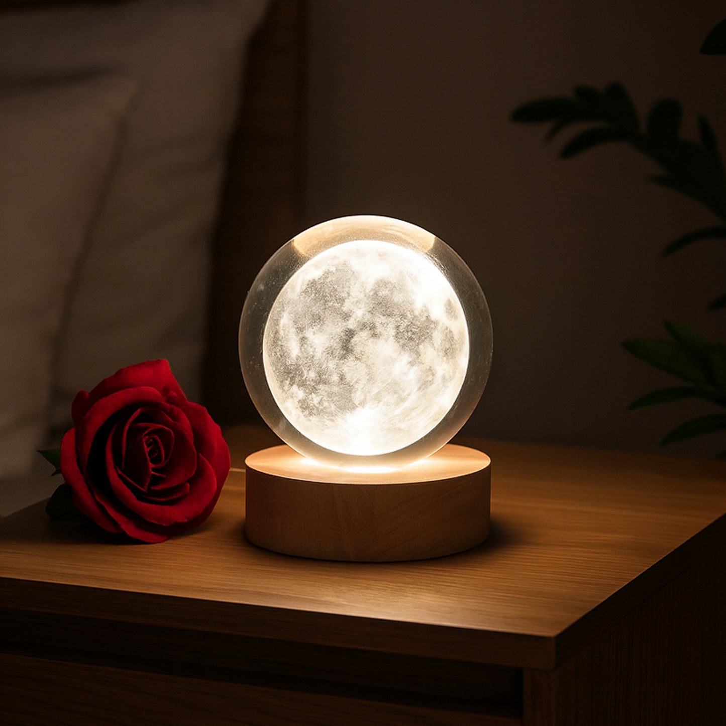 3d Crystal Ball Lamps With Base  (1 Pc)