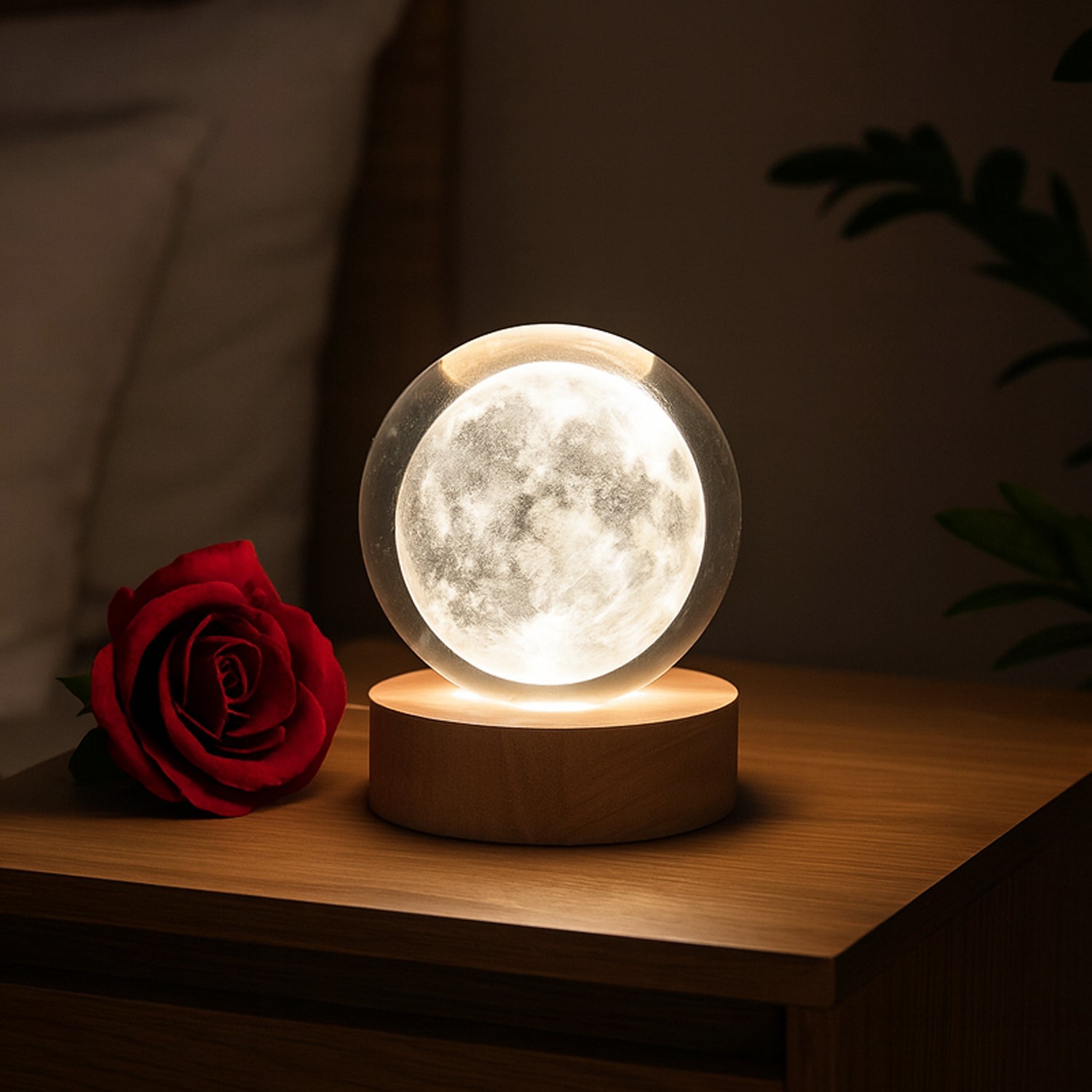 3d Crystal Ball Lamps With Base  (1 Pc)