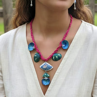 Ocean Bloom – Flamingo Embroidered Jewellery Set