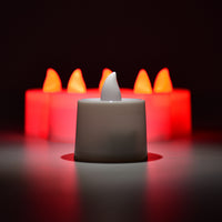 6633 Red Flameless Led Tealights Smokeless Plastic Decorative Candles - Led Tea Light Candle For Home Decoration (Pack Of 24)