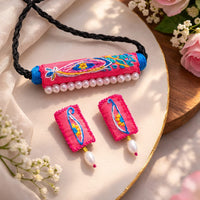 Gulabi Bloom Hand-Embroidered Choker Set