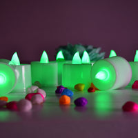 6635 Green Flameless Led Tealights Smokeless Plastic Decorative Candles - Led Tea Light Candle For Home Decoration (Pack Of 24)