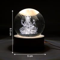 Ganpati 3d Crystal Ball Lamps With Wood Base