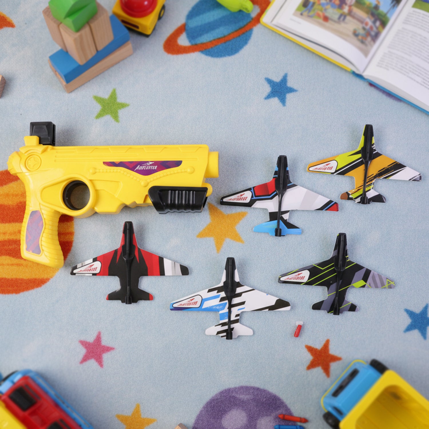 Air Battle Plane Launcher Gun Toy For Kids  Foam Glider Set (1 Set)